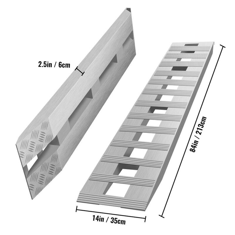 VEVOR Aluminum Trailer Ramps 84 in. x 14 in. 6000 lbs. Loading Car Ramps for Tractors Truck Snow Blowers ATVs UTV (2-Pieces) - LHJPD84X14IN2ZZ01V0
