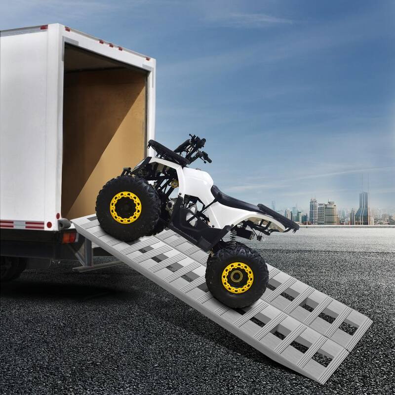 VEVOR Aluminum Trailer Ramps 84 in. x 14 in. 6000 lbs. Loading Car Ramps for Tractors Truck Snow Blowers ATVs UTV (2-Pieces) - LHJPD84X14IN2ZZ01V0