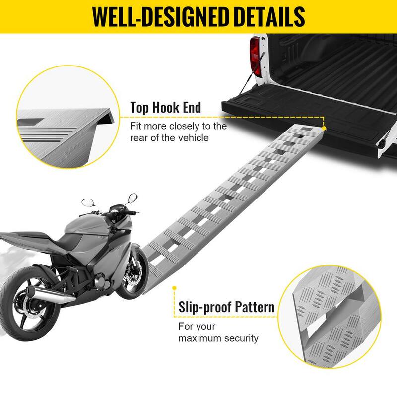 VEVOR Aluminum Trailer Ramps 84 in. x 14 in. 6000 lbs. Loading Car Ramps for Tractors Truck Snow Blowers ATVs UTV (2-Pieces) - LHJPD84X14IN2ZZ01V0