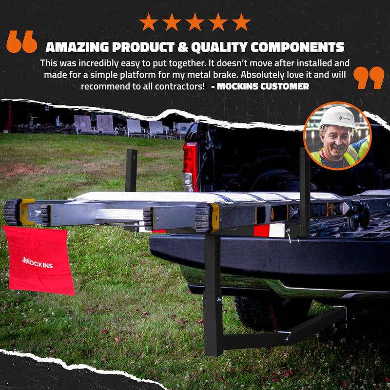 Mockins 750 lbs. Capacity Pickup Truck Bed Extender with Flag, Stabilizer and Ratchet Straps, 2-in-1 Design - MA-41