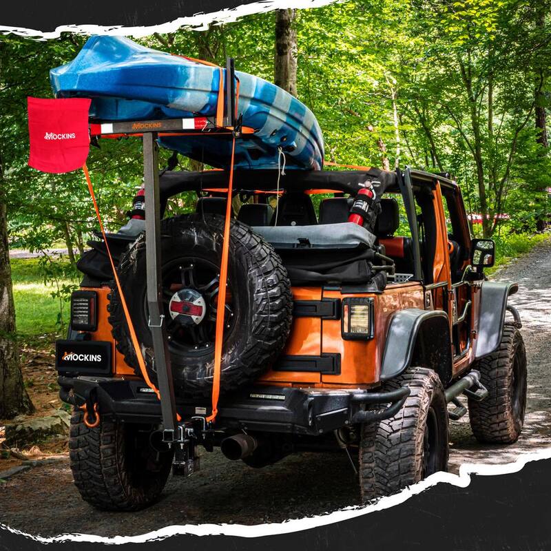 Mockins 750 lbs. Capacity Pickup Truck Bed Extender with Flag, Stabilizer and Ratchet Straps, 2-in-1 Design - MA-41