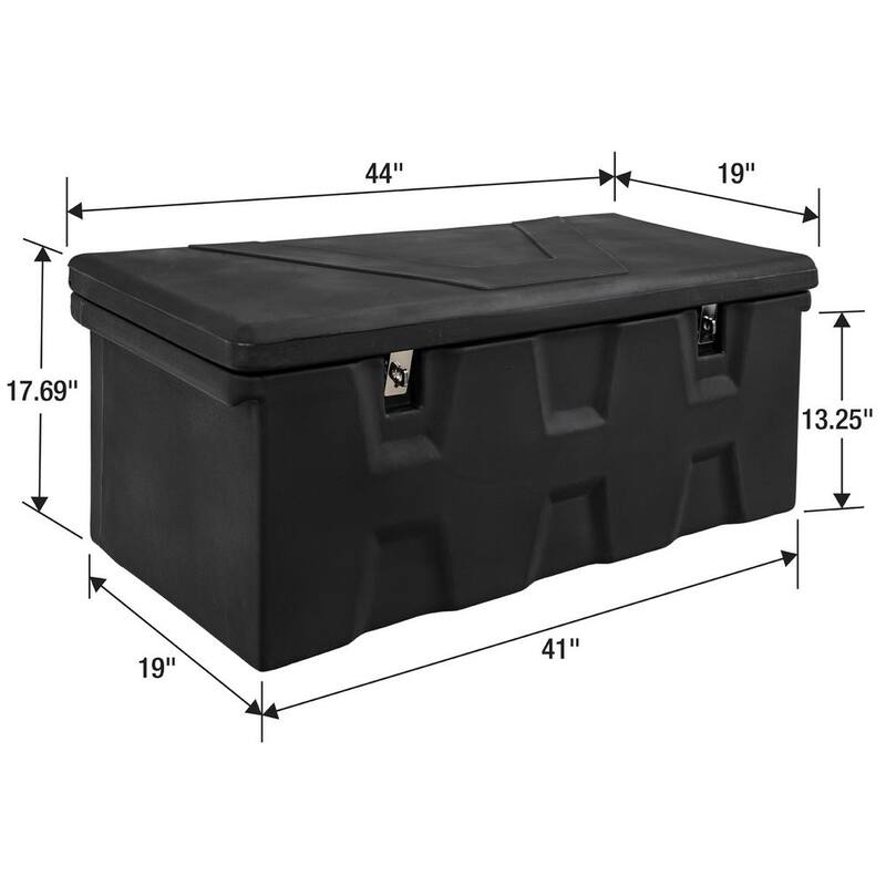 Buyers Products Company 17.25 in. x 19 in. x 44 in. Matte Black Plastic All-Purpose Truck Tool Box Chest - 1712240