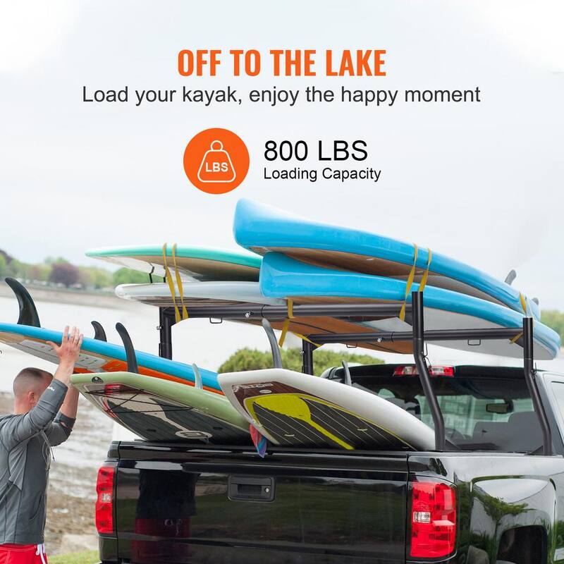VEVOR Truck Rack 46 in. to 71 in. Extendable Truck Ladder Rack 800 lbs. Capacity Steel Ladder Rack for Kayak Surfboard Lumber - PKHJHJGXLSB511V0SV0