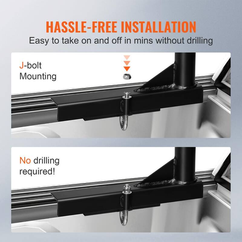 VEVOR Truck Rack 46 in. to 71 in. Extendable Truck Ladder Rack 800 lbs. Capacity Steel Ladder Rack for Kayak Surfboard Lumber - PKHJHJGXLSB511V0SV0