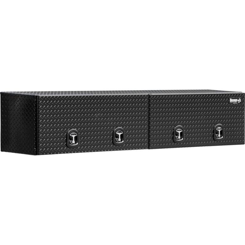 Buyers Products Company 18 in. x 16 in. x 96 in Black Diamond Tread Aluminum Top Mount Truck Tool Box with Flip-Up Doors - 1721770