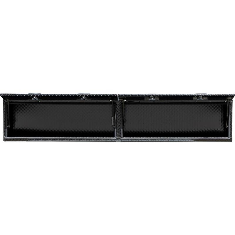 Buyers Products Company 18 in. x 16 in. x 96 in Black Diamond Tread Aluminum Top Mount Truck Tool Box with Flip-Up Doors - 1721770