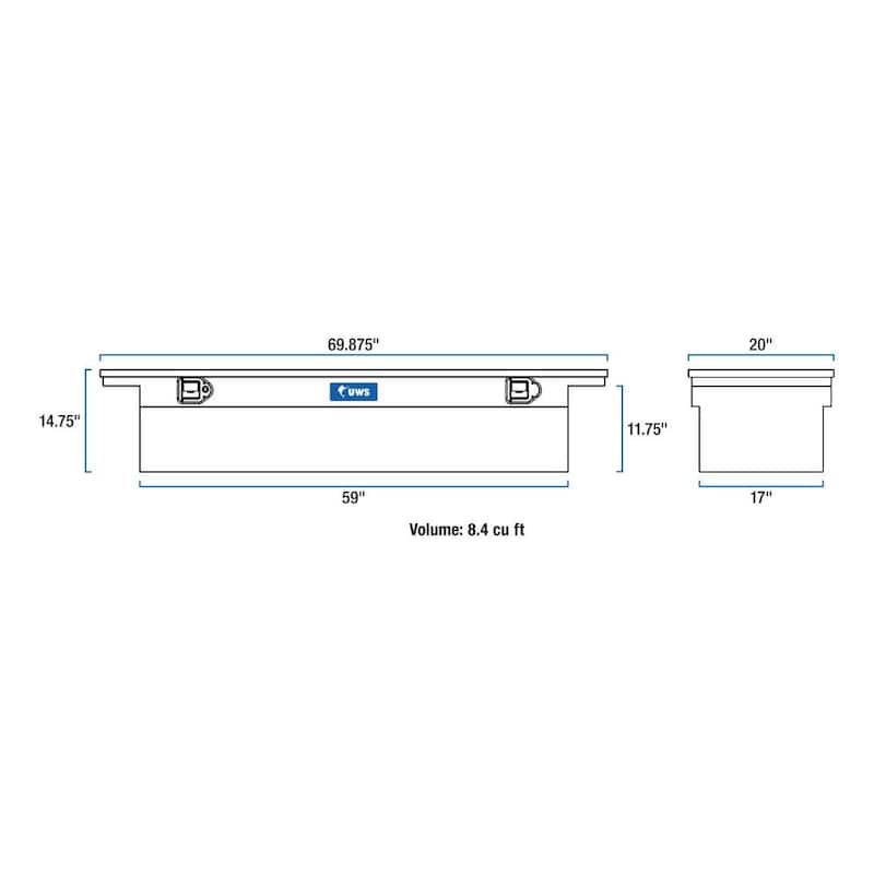 UWS 69 in. Matte Black Aluminum Truck Tool Box with Low Profile (Heavy Packaging) - EC10473