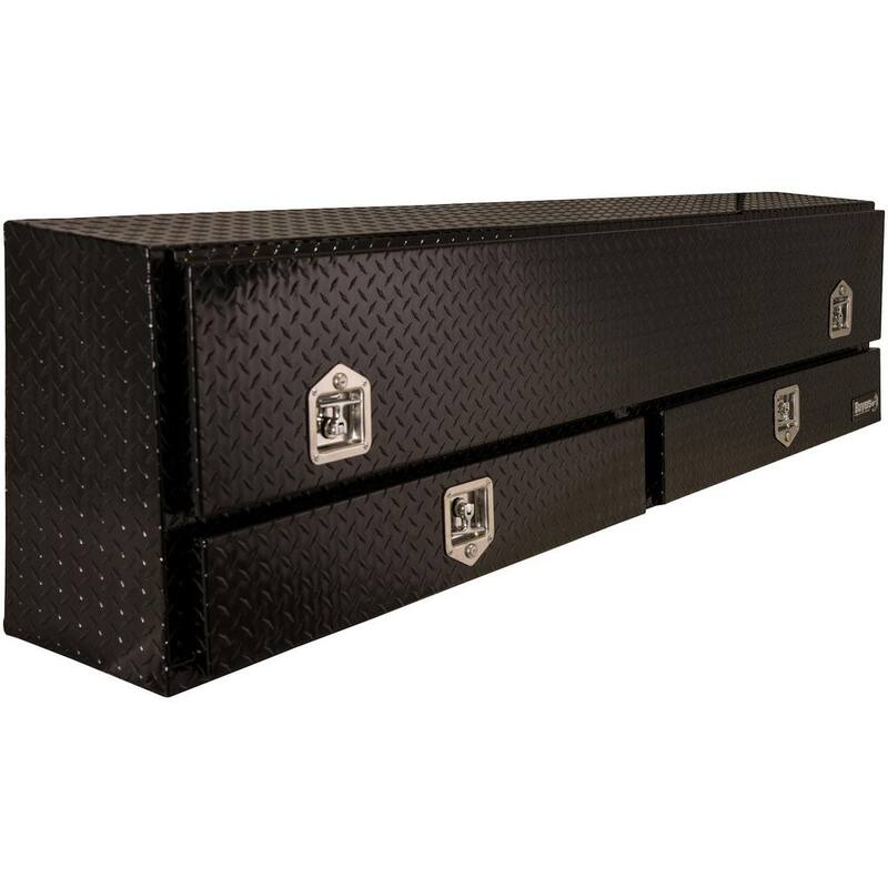 Buyers Products Company 88 in. Black Diamond Tread Aluminum Top Mount Truck Tool Box with Drawer - 1725651