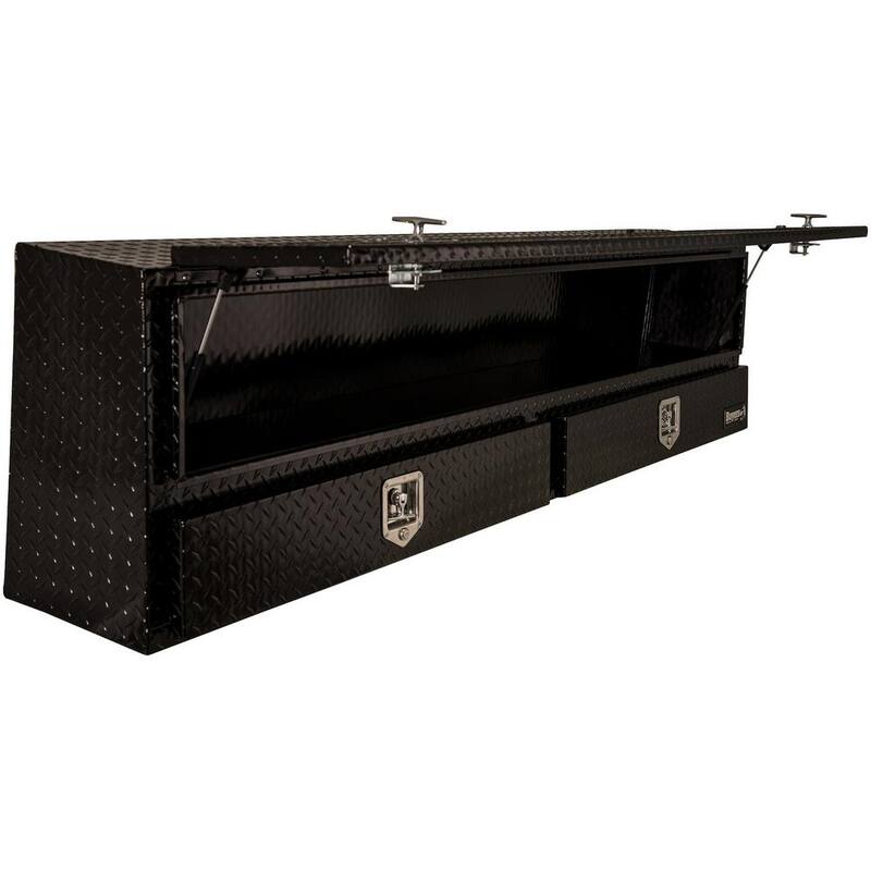 Buyers Products Company 88 in. Black Diamond Tread Aluminum Top Mount Truck Tool Box with Drawer - 1725651