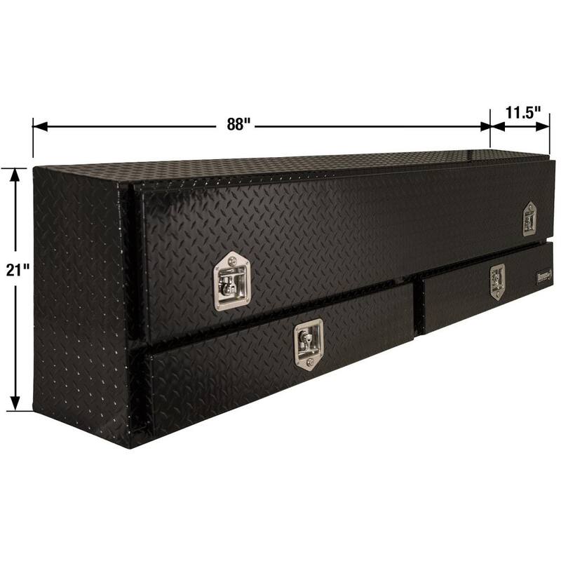 Buyers Products Company 88 in. Black Diamond Tread Aluminum Top Mount Truck Tool Box with Drawer - 1725651