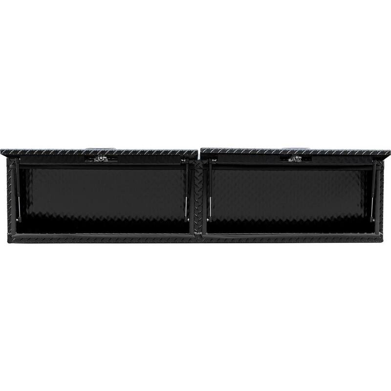 Buyers Products Company 18 in. x 16 in. x 72 in. Gloss Black Diamond Tread Aluminum Topsider Truck Box with Flip-Up Doors - 1721363