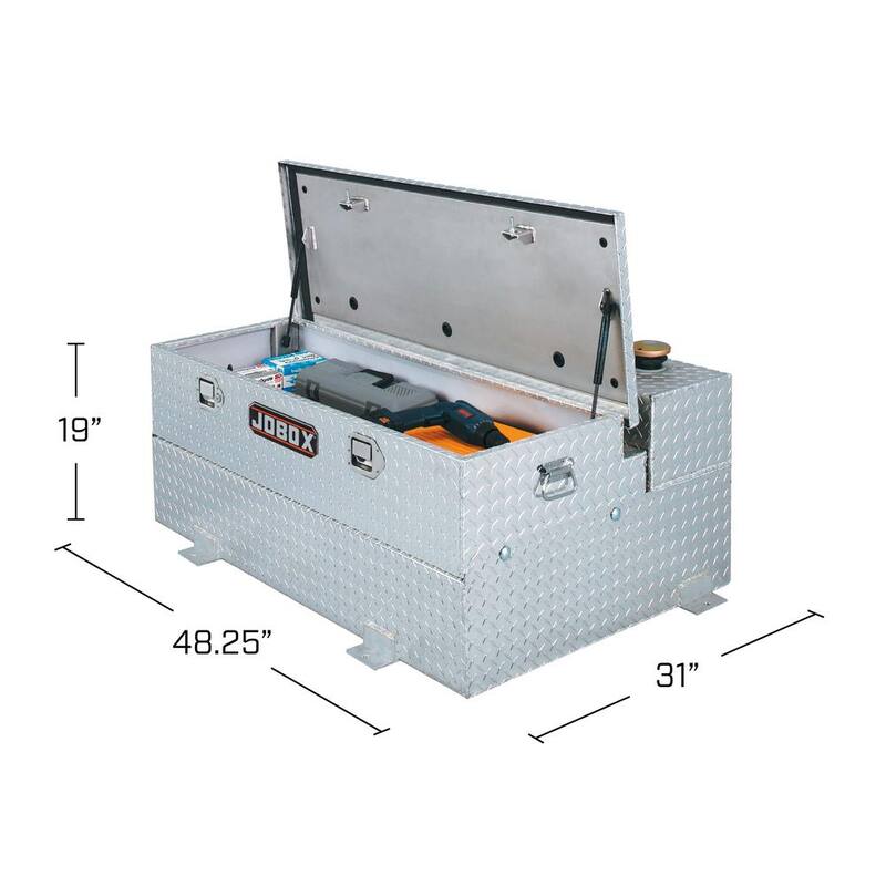 Crescent Jobox 48-1/4 in. Champion Fuel-N-Tool Aluminum 74 Gal. Liquid Transfer Tank with Removable Tool Storage Chest - 433000