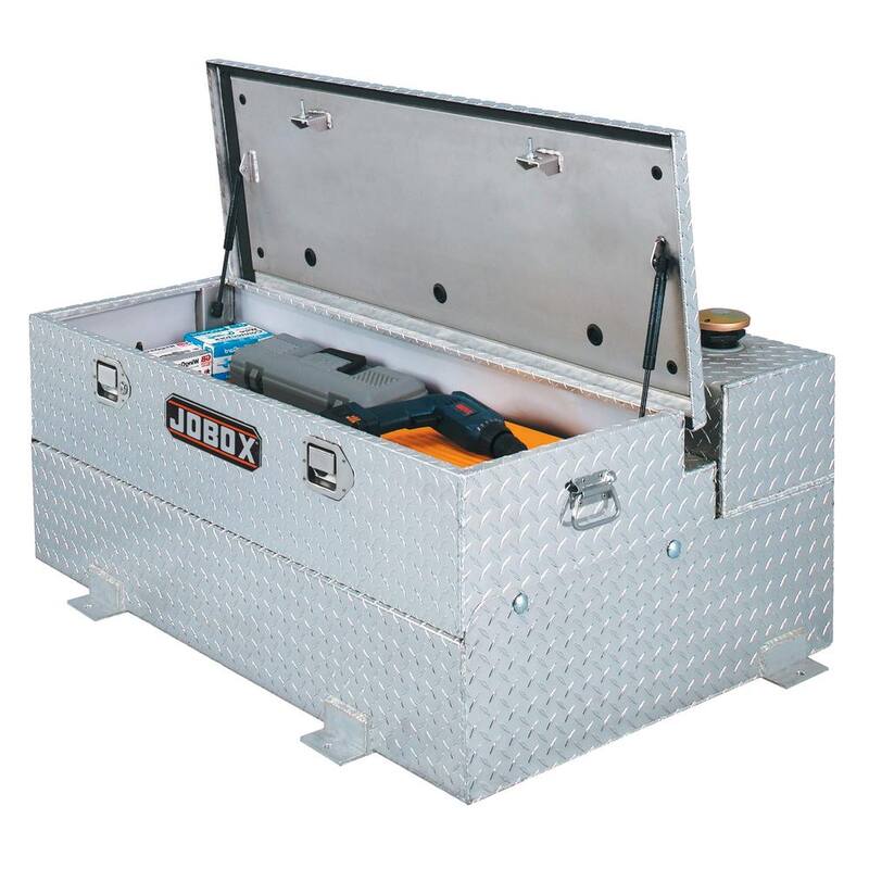 Crescent Jobox 48-1/4 in. Champion Fuel-N-Tool Aluminum 74 Gal. Liquid Transfer Tank with Removable Tool Storage Chest - 433000