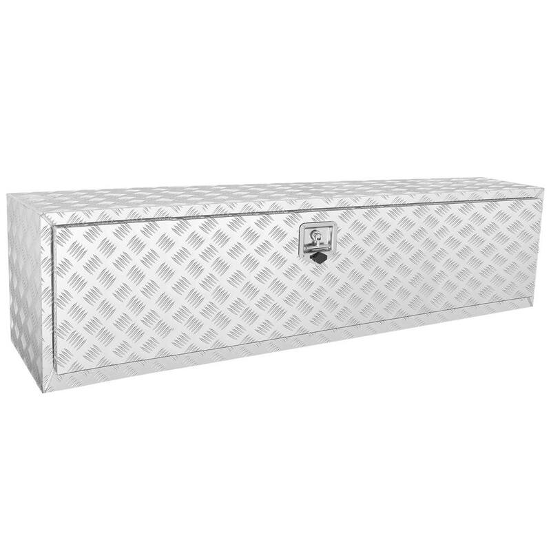 VEVOR 60 in. x 17 in. x 18 in. Underbody Truck Tool Box Aluminum Pickup Storage Box with Keys T-Handle Latch for Truck Trailer - CDK601718INCHTP08V0