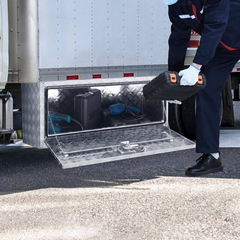 VEVOR 60 in. x 17 in. x 18 in. Underbody Truck Tool Box Aluminum Pickup Storage Box with Keys T-Handle Latch for Truck Trailer - CDK601718INCHTP08V0