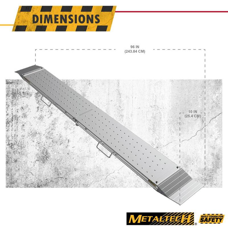 MetalTech 96 in. x 10 in. Portable Aluminum Ramps for Bike, Motorcycle and ATV, Loading Ramp for Pickup Truck and Trailer, 2-Pack - M-AR008