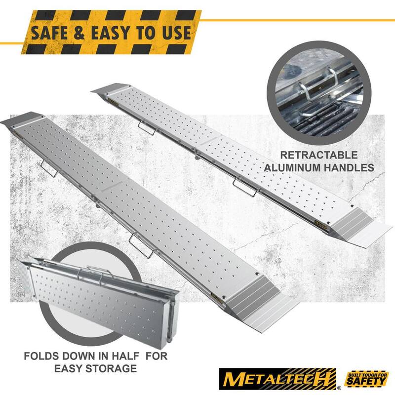 MetalTech 96 in. x 10 in. Portable Aluminum Ramps for Bike, Motorcycle and ATV, Loading Ramp for Pickup Truck and Trailer, 2-Pack - M-AR008
