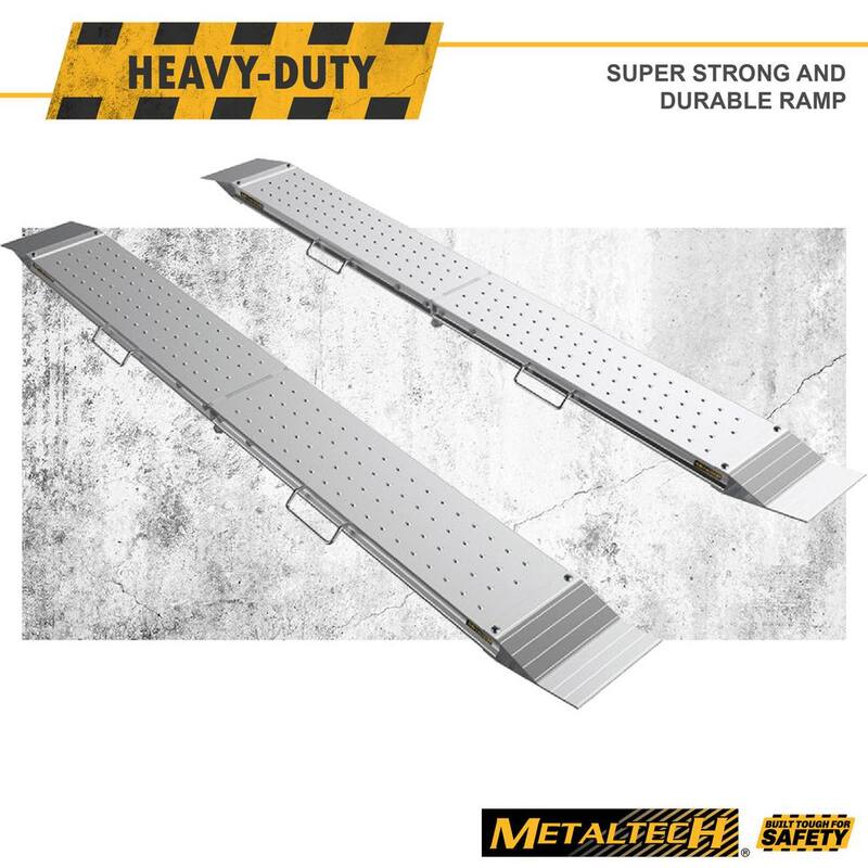 MetalTech 96 in. x 10 in. Portable Aluminum Ramps for Bike, Motorcycle and ATV, Loading Ramp for Pickup Truck and Trailer, 2-Pack - M-AR008
