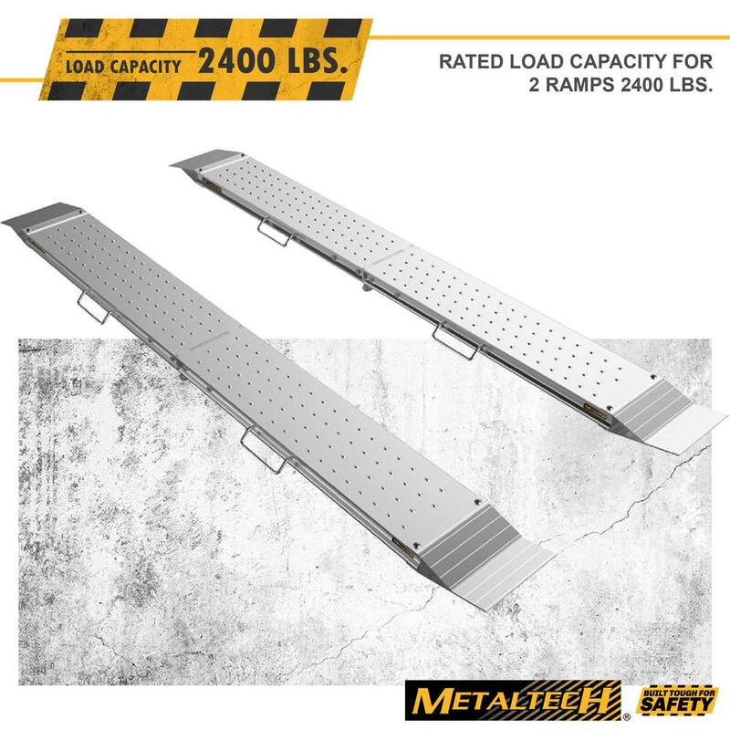 MetalTech 96 in. x 10 in. Portable Aluminum Ramps for Bike, Motorcycle and ATV, Loading Ramp for Pickup Truck and Trailer, 2-Pack - M-AR008