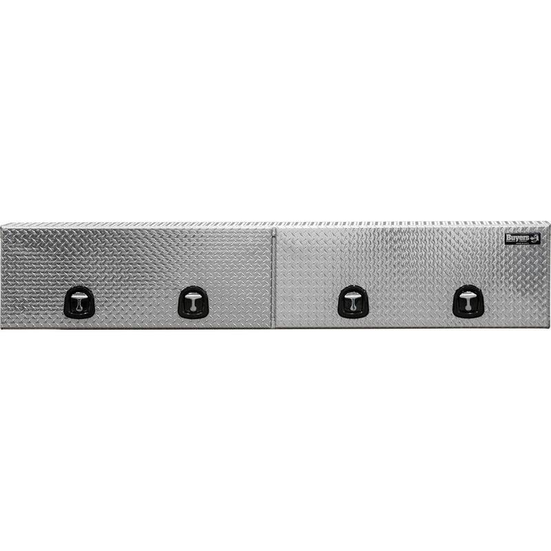 Buyers Products Company 18 in. x 16 in. x 96 in Diamond Tread Aluminum Top Mount Truck Tool Box with Flip-Up Doors - 1701770