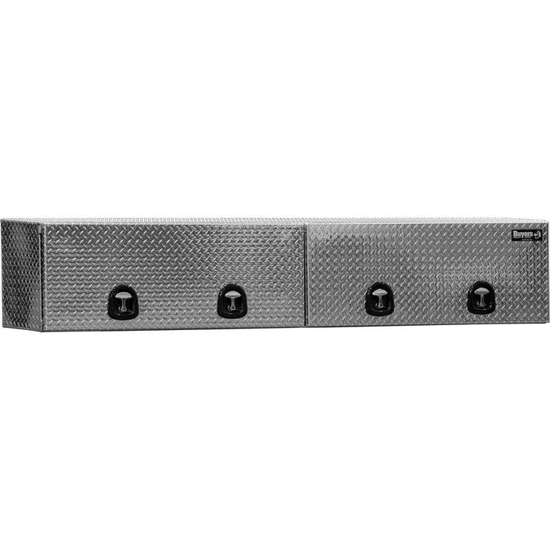Buyers Products Company 18 in. x 16 in. x 96 in Diamond Tread Aluminum Top Mount Truck Tool Box with Flip-Up Doors - 1701770