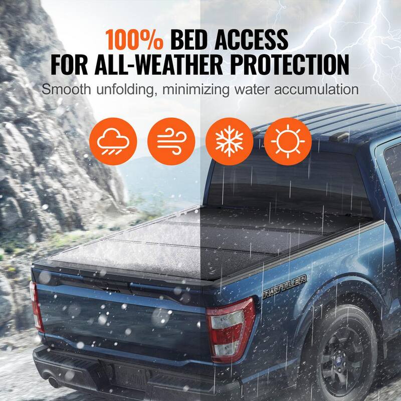 VEVOR Tri-Fold Truck Bed Tonneau Cover Compatible with 2015-2024 Ford F-150 Styleside 5.5 ft. Bed Fit 5.6 ft. x 5.4 ft. Bed - ZDSKCHBXGZDSAG4TNV9