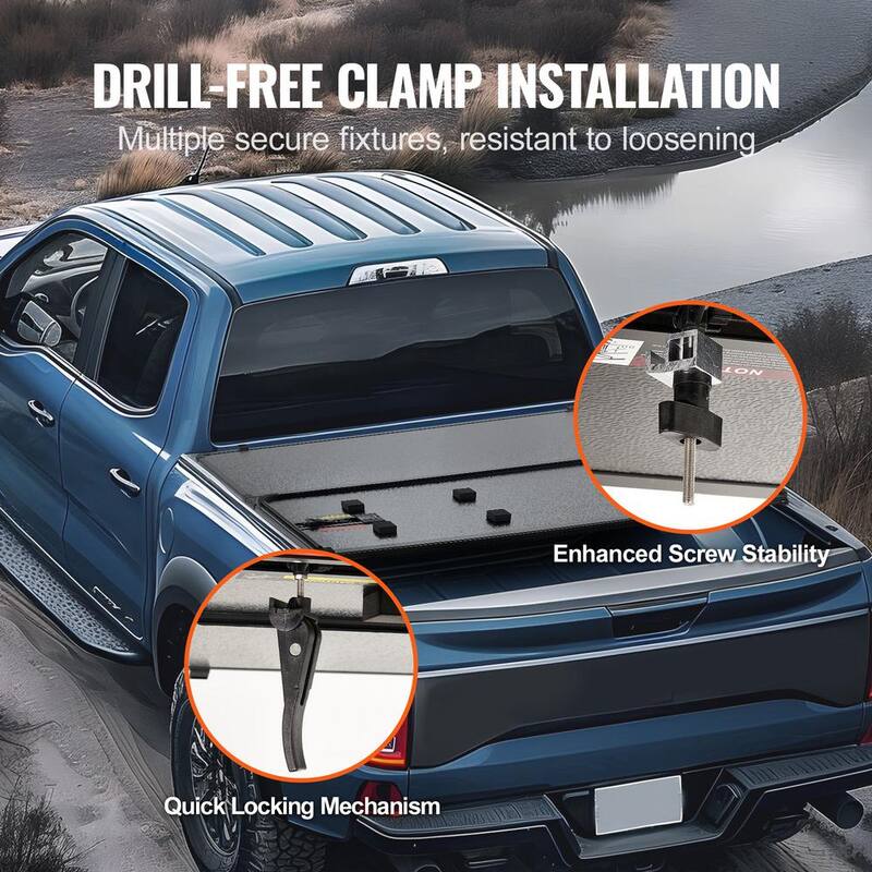 VEVOR Tri-Fold Truck Bed Tonneau Cover Compatible with 2015-2024 Ford F-150 Styleside 5.5 ft. Bed Fit 5.6 ft. x 5.4 ft. Bed - ZDSKCHBXGZDSAG4TNV9