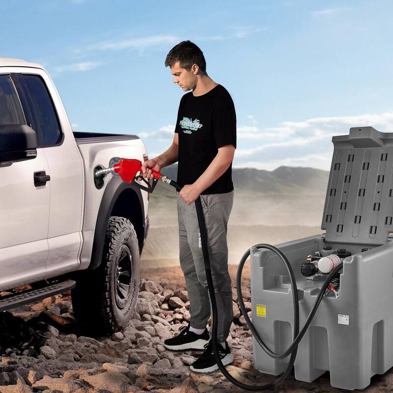 VEVOR Portable Diesel Tank, 116 Gal. Capacity and 10 GPM Flow Rate, Diesel Fuel Tank with 12V Electric Transfer Pump, Gray - SLYXJLBDDWC79VOFMV0-730