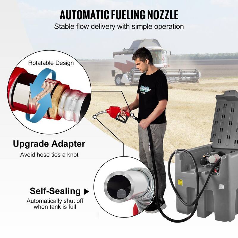 VEVOR Portable Diesel Tank, 116 Gal. Capacity and 10 GPM Flow Rate, Diesel Fuel Tank with 12V Electric Transfer Pump, Gray - SLYXJLBDDWC79VOFMV0-730