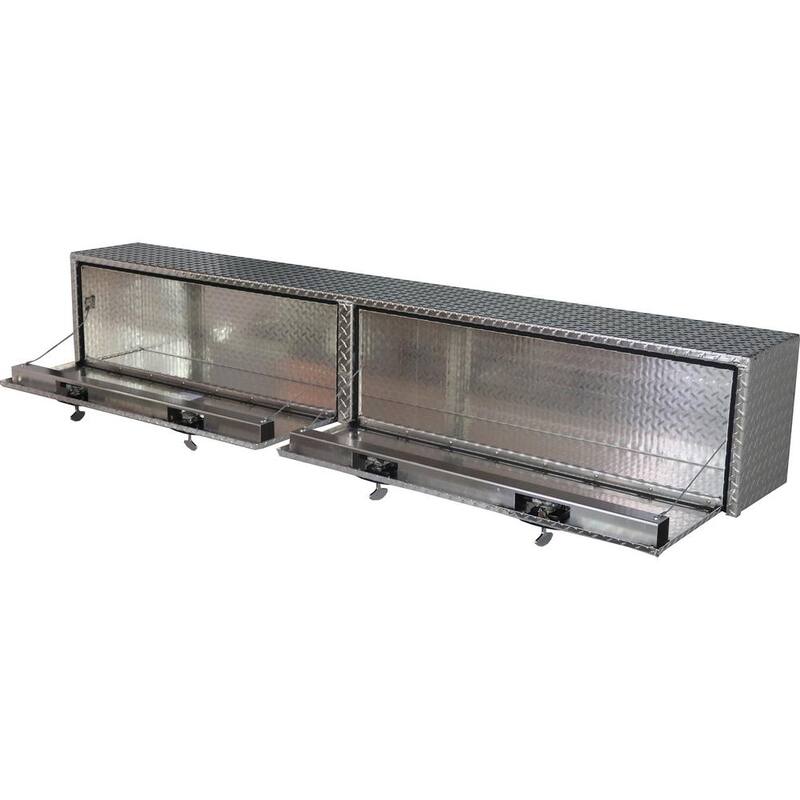 Buyers Products Company Diamond Tread Aluminum Topsider Truck Box with T-Handle Latch, 16 in. x 13 in. x 96 in. - 1701561