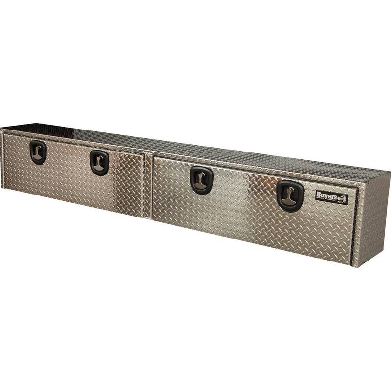 Buyers Products Company Diamond Tread Aluminum Topsider Truck Box with T-Handle Latch, 16 in. x 13 in. x 96 in. - 1701561