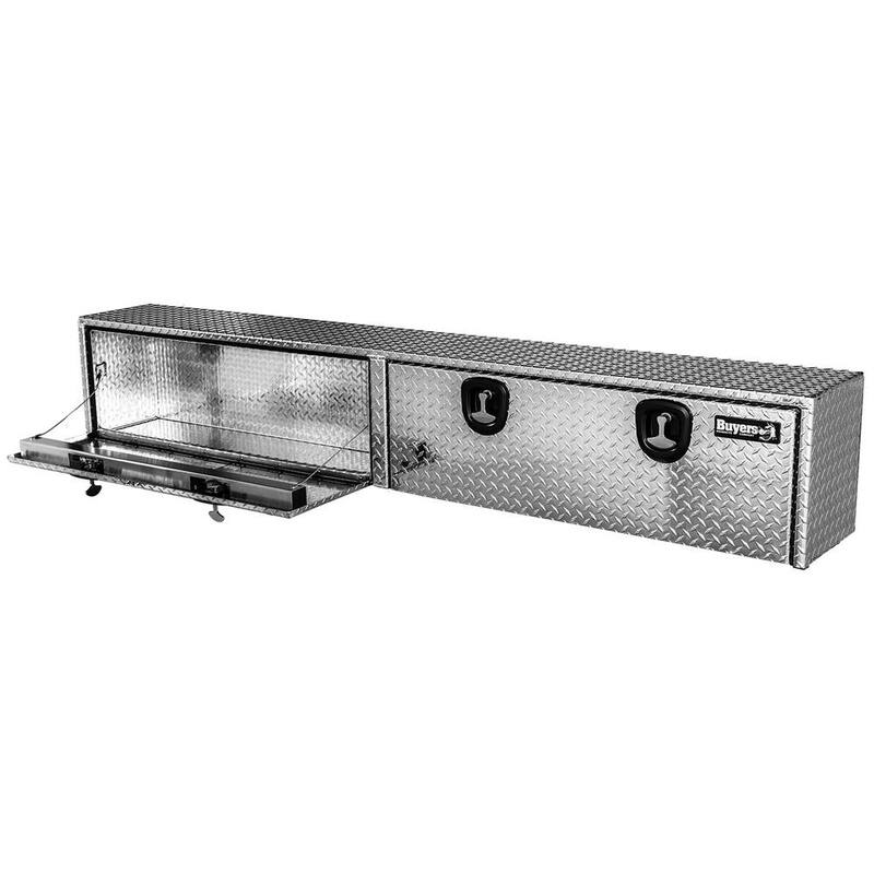 Buyers Products Company Diamond Tread Aluminum Topsider Truck Box with T-Handle Latch, 16 in. x 13 in. x 96 in. - 1701561
