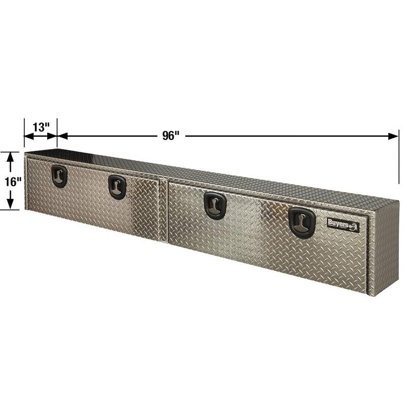 Buyers Products Company Diamond Tread Aluminum Topsider Truck Box with T-Handle Latch, 16 in. x 13 in. x 96 in. - 1701561