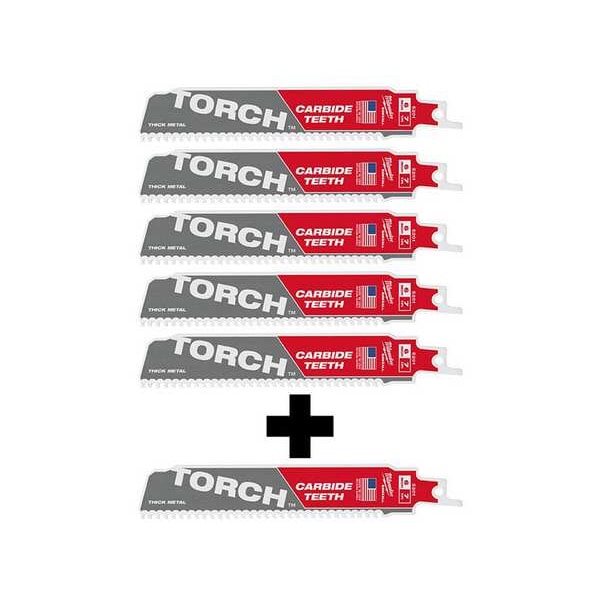 Milwaukee Tool Reciprocating Saw Blade, 6 in, Thick Metal, Includes 6 Blades - 48-00-5501, 48-00-5201