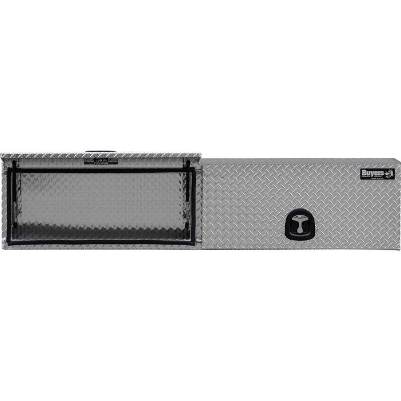 Buyers Products Company 16 in. x 13 in. x 72 in. Diamond Tread Aluminum Top Mount Truck Tool Box with Flip-Up Doors - 1701351