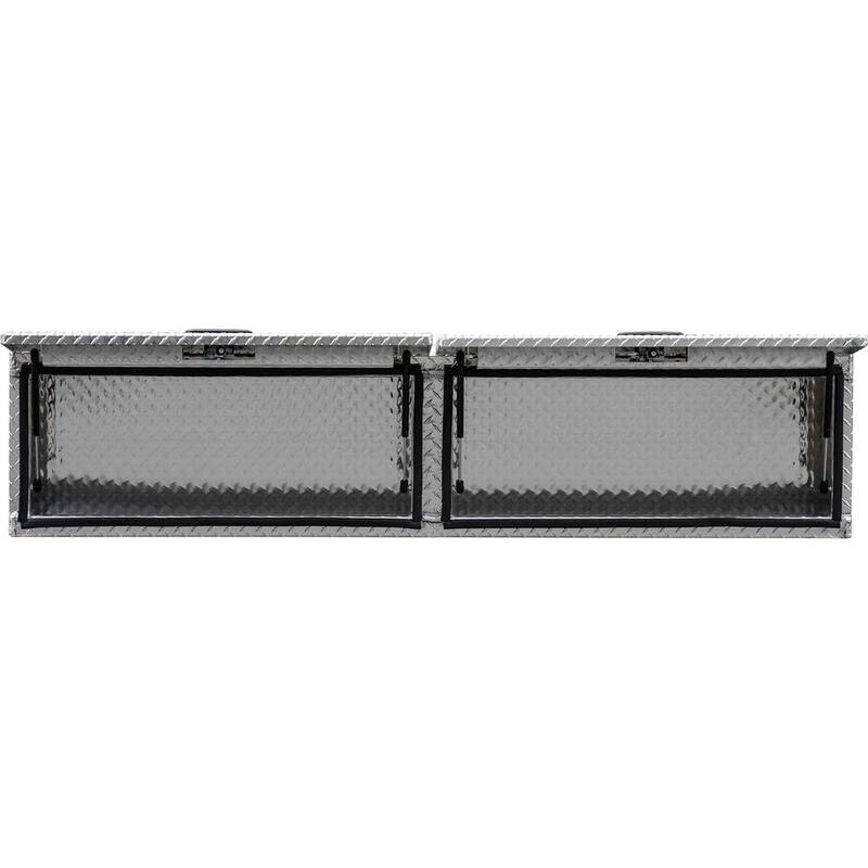 Buyers Products Company 16 in. x 13 in. x 72 in. Diamond Tread Aluminum Top Mount Truck Tool Box with Flip-Up Doors - 1701351