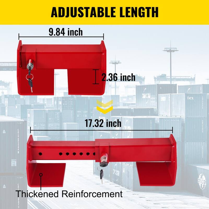 VEVOR Cargo Container Lock 9.84 in. -17.32 in. Locking Distance Semi Truck Door Locks with 2 Keys Shipping Container - JZXGDYCHS-H841ZYTV0-0702
