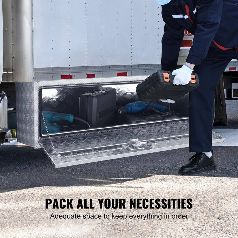 VEVOR 48 in. x 17 in. x 18 in. Underbody Truck Tool Box Aluminum Pickup Storage Box with Lock Keys Latch for Truck Van Trailer - CDK481718INCHFIYXV0