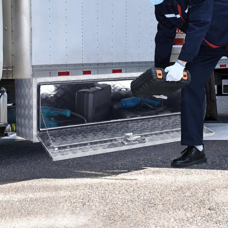 VEVOR 48 in. x 17 in. x 18 in. Underbody Truck Tool Box Aluminum Pickup Storage Box with Lock Keys Latch for Truck Van Trailer - CDK481718INCHFIYXV0