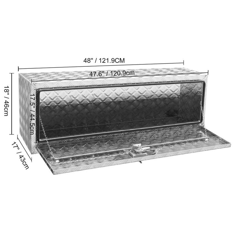 VEVOR 48 in. x 17 in. x 18 in. Underbody Truck Tool Box Aluminum Pickup Storage Box with Lock Keys Latch for Truck Van Trailer - CDK481718INCHFIYXV0