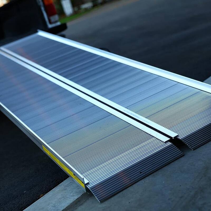 EZ-ACCESS Aluminum 8 ft. Single Fold Portable Loading Ramp in Silver - TRAVERSE SF08
