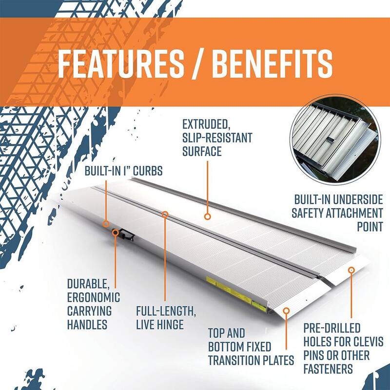 EZ-ACCESS Aluminum 8 ft. Single Fold Portable Loading Ramp in Silver - TRAVERSE SF08