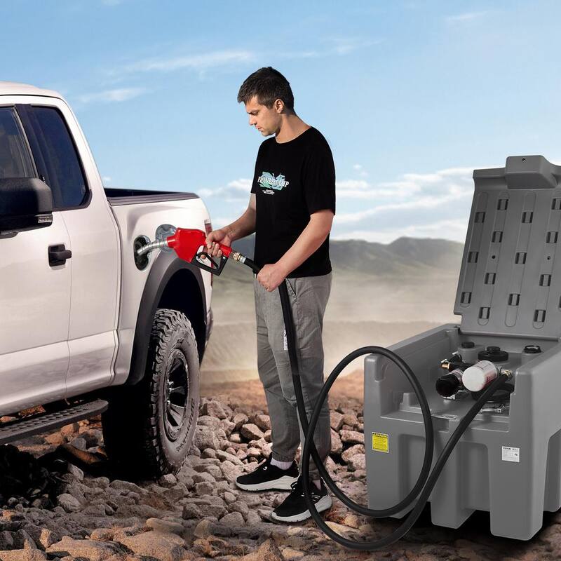 VEVOR Portable Diesel Tank, 58 Gal. Capacity and 10 GPM Flow Rate, Diesel Fuel Tank with 12V Electric Transfer Pump, Gray - SLYXJLBDDWC503G5EV0-730