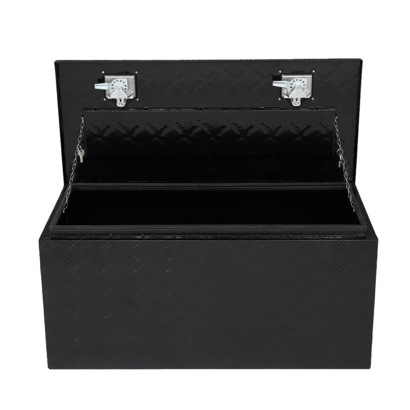 Karl home 36 in. Black Diamond Plate Aluminum Underbody Truck Tool Box Double Lock with Key - 663070966395