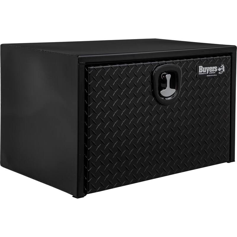 Buyers Products Company 18 in. x 18 in. x 24 in. Gloss Black Steel Underbody Truck Tool Box with Aluminum Door - 1702500