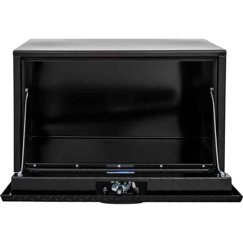 Buyers Products Company 18 in. x 18 in. x 24 in. Gloss Black Steel Underbody Truck Tool Box with Aluminum Door - 1702500