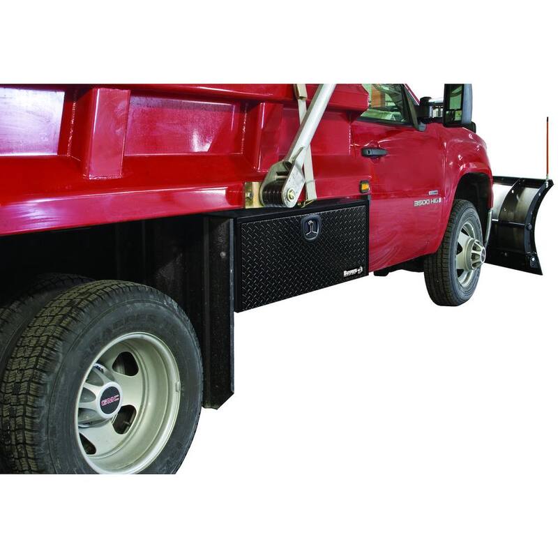 Buyers Products Company 18 in. x 18 in. x 24 in. Gloss Black Steel Underbody Truck Tool Box with Aluminum Door - 1702500