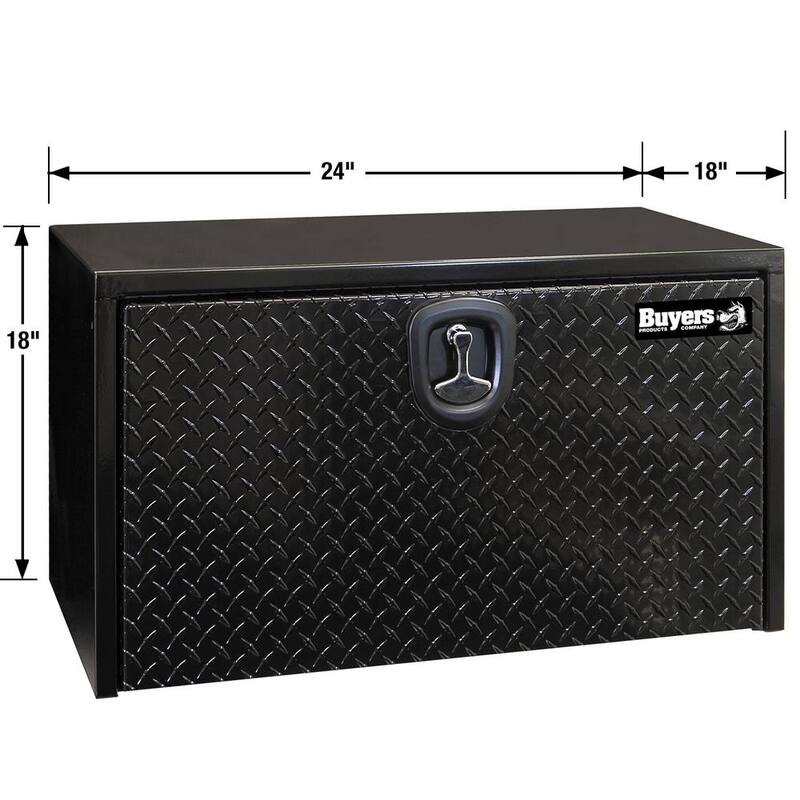 Buyers Products Company 18 in. x 18 in. x 24 in. Gloss Black Steel Underbody Truck Tool Box with Aluminum Door - 1702500