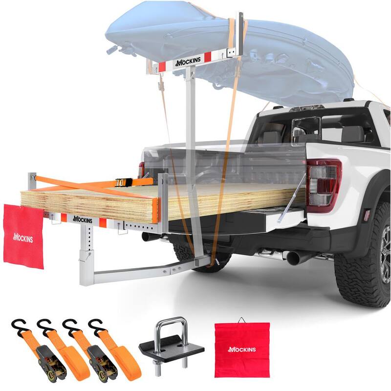Mockins 2-in-1 Design Steel Pickup Truck Bed Extender with Ratchet Straps and 750 lbs. Capacity - MA-42