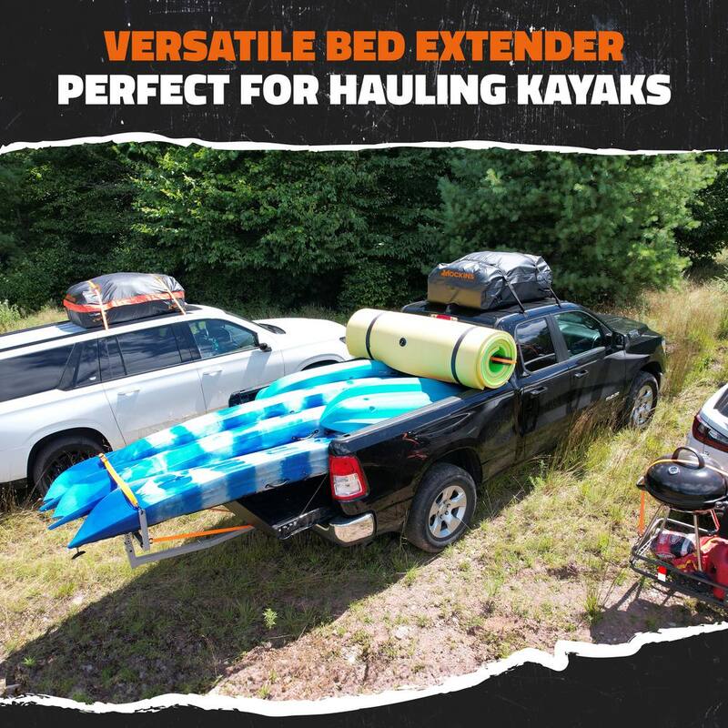 Mockins 2-in-1 Design Steel Pickup Truck Bed Extender with Ratchet Straps and 750 lbs. Capacity - MA-42